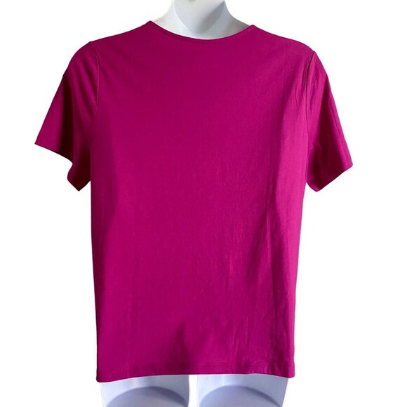 Coral Bay Woman 1X Fuchsia Top With Rhinestone Embellished V-Neck NEW - Picture 9 of 9